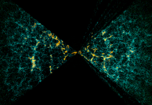 Breve historia de la cosmología Galaxias del 2dF Galaxy Redshift Survey (1997–2002), mostrando la estructura a gran escala del universo. Visualización: OpenSpace / AMNH Digital Universe.