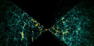 Breve historia de la cosmología Galaxias del 2dF Galaxy Redshift Survey (1997–2002), mostrando la estructura a gran escala del universo. Visualización: OpenSpace / AMNH Digital Universe.