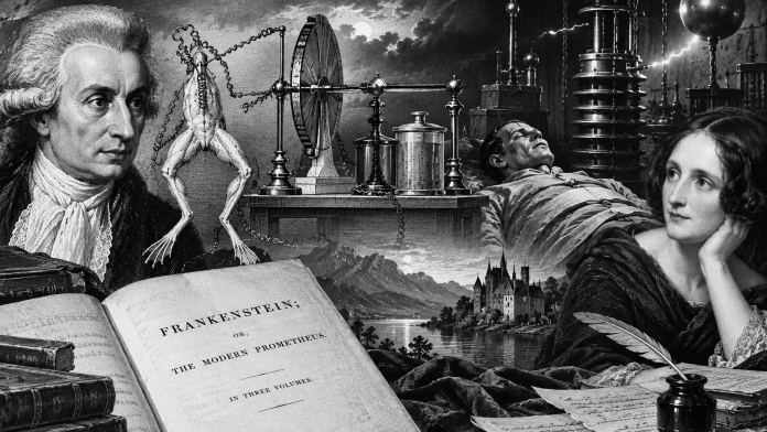 «De la electricidad animal de Galvani al Frankenstein de Mary Shelley. Ilustración conceptual sobre las relaciones entre ciencia y literatura». «De la electricidad animal de Galvani al Frankenstein de Mary Shelley. Ilustración conceptual sobre las relaciones entre ciencia y literatura».